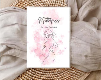 Maternity Record Book Cover | Protective Cover | Mom Gift | Personalized with Name | Baby | Pregnancy | Mom-to-be | Design: Woman Pink