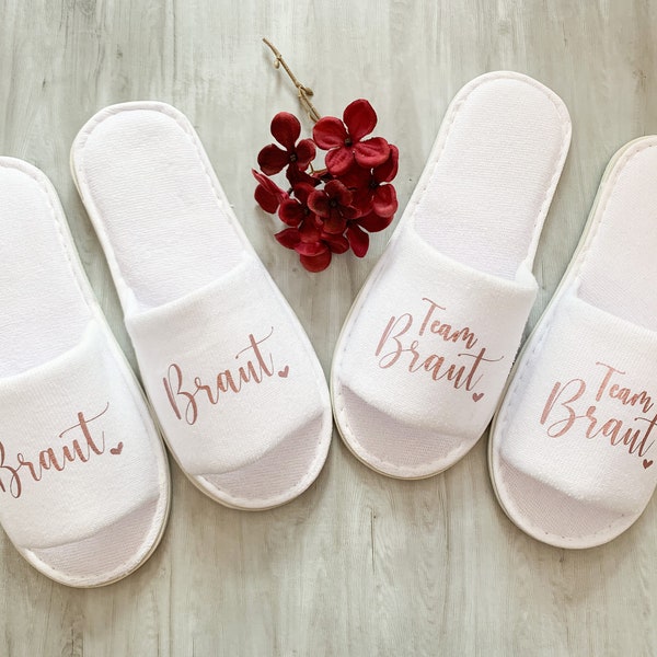 Personalisierte Slipper für JGA oder Getting Ready, Hochzeit Schuhe, Team Braut, Wellness Therme, Hotelschlappen, Junggesellenabschied