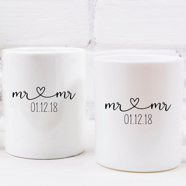 Personalised Mr and Mr Mug, Gay Wedding Gift, Same Sex Marriage Gift, Custom Anniversary Gift