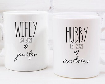HUBBY WIFEY HIS n HERS MUG SET GREAT GIFT ADD A NAME FOR FREE HUBBY WIFEY HIS n HERS MUG SET GREAT GIFT ADD A NAME FOR FREE