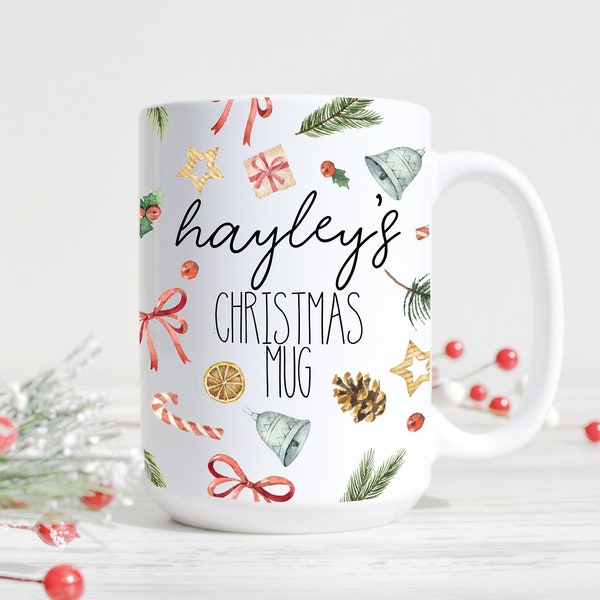 Personalised Christmas Mug, Custom Christmas Coffee Mug, Holiday Coffee Mug