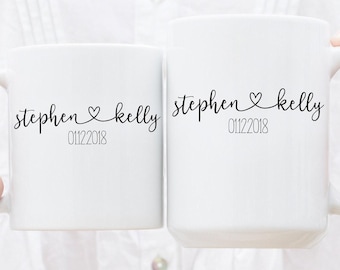 Personlig parmugg, present till pojkvän/flickvän, personlig bröllopspresent, kaffemuggar för par