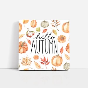 Hello Autumn Mug, Autumn Decor, Fall Decor, Fall Mug, Autumn Leaves, Pumpkin image 2