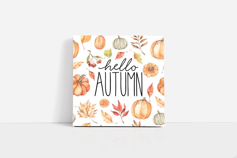 Hello Autumn Mug, Autumn Decor, Fall Decor, Fall Mug, Autumn Leaves, Pumpkin image 2