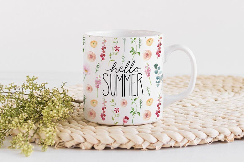 Hallo Sommer Becher, Sommer Dekor, Blumen Decor, Sommer Becher, Sommerblumen, Blumenuntersetzer Bild 2