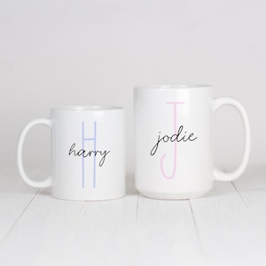 Caneca personalizada com monograma, caneca com letra personalizada, caneca com inicial, caneca com nome, caneca grande de café personalizada