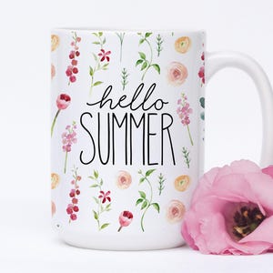 Hallo Sommer Becher, Sommer Dekor, Blumen Decor, Sommer Becher, Sommerblumen, Blumenuntersetzer Bild 1