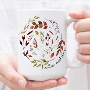 Hello Autumn Leaves Mug, Fall Leaves Mug, Autumn Colors Decor, Fall Coffee Mug