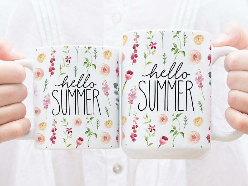 Hallo Sommer Becher, Sommer Dekor, Blumen Decor, Sommer Becher, Sommerblumen, Blumenuntersetzer Bild 4