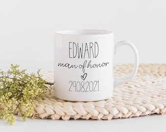 Man of Honor Mug, Personalised Man of Honour Mug, Custom Wedding Mug, Wedding Favour Mug