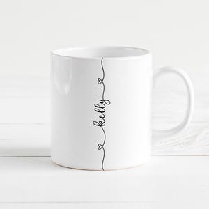 Personalised Mug, Name Coffee Mug, Minimalistic Font Mug, Heart Name Mug, Custom Gift