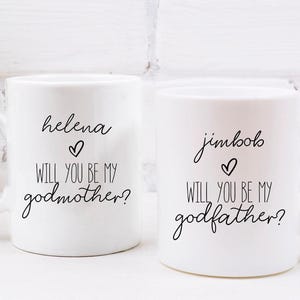 Tazas con la frase ¿Quieres ser mi padrino? Regalo personalizado para padrinos