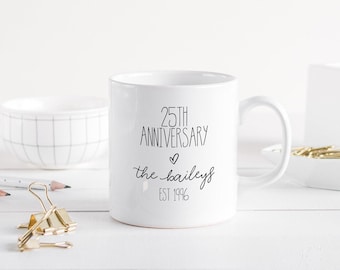 Tazza regalo per il 25° anniversario di matrimonio, tazza regalo per il 25° anniversario per i genitori, tazza regalo per il 25° anniversario di matrimonio per la coppia