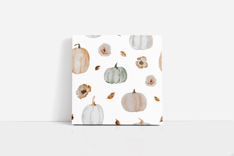 Pastel Pumpkin Autumn Ceramic Coaster, Fall Decor Pumpkins image 2