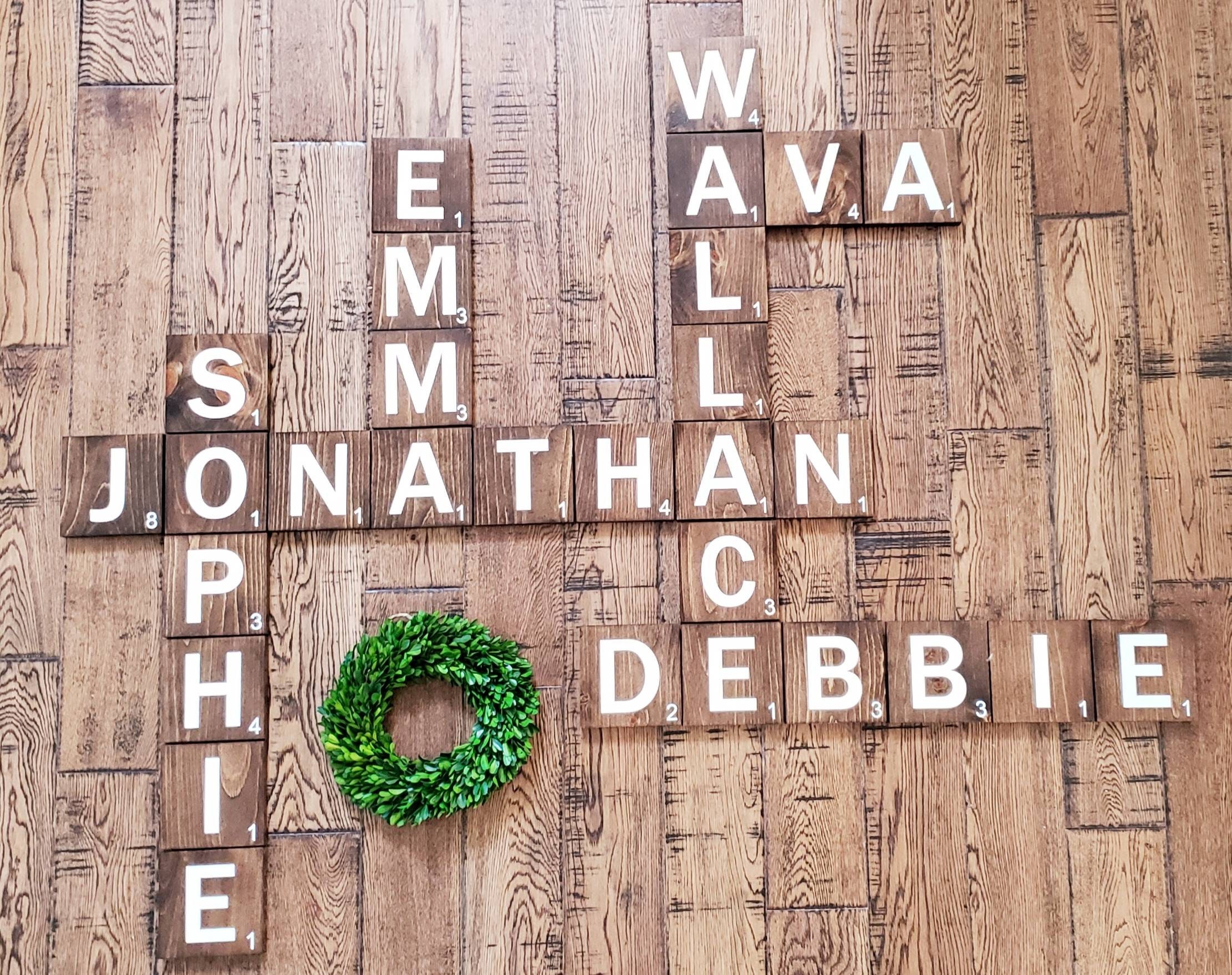 Jumbo Scrabble tiles names gallery wall home decor Etsy