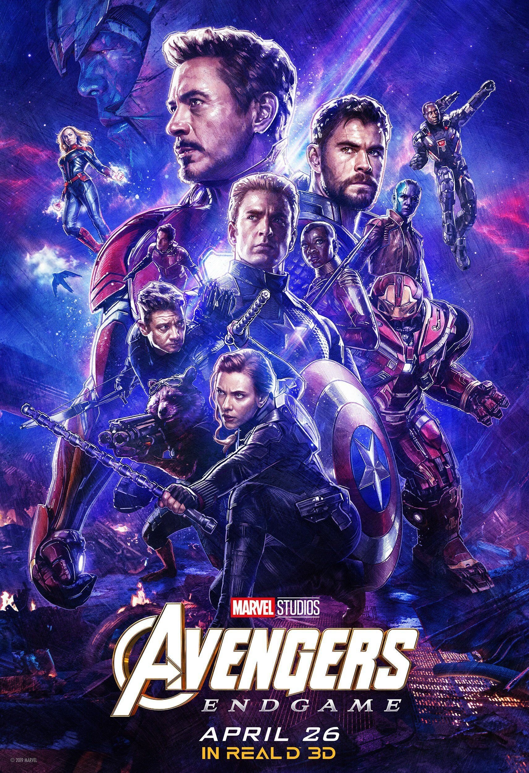 Avengers Endgame 2019 Real 3d Poster Marvel Comic Movie Etsy
