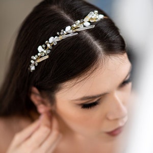 Bandeau de mariée avec quartz cristal, bandeau de mariage, accessoire de cheveux de mariée, bandeau de mariage, bijoux de cheveux de mariée image 5