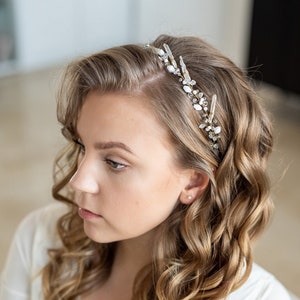 Bandeau de mariée avec quartz cristal, bandeau de mariage, accessoire de cheveux de mariée, bandeau de mariage, bijoux de cheveux de mariée image 2