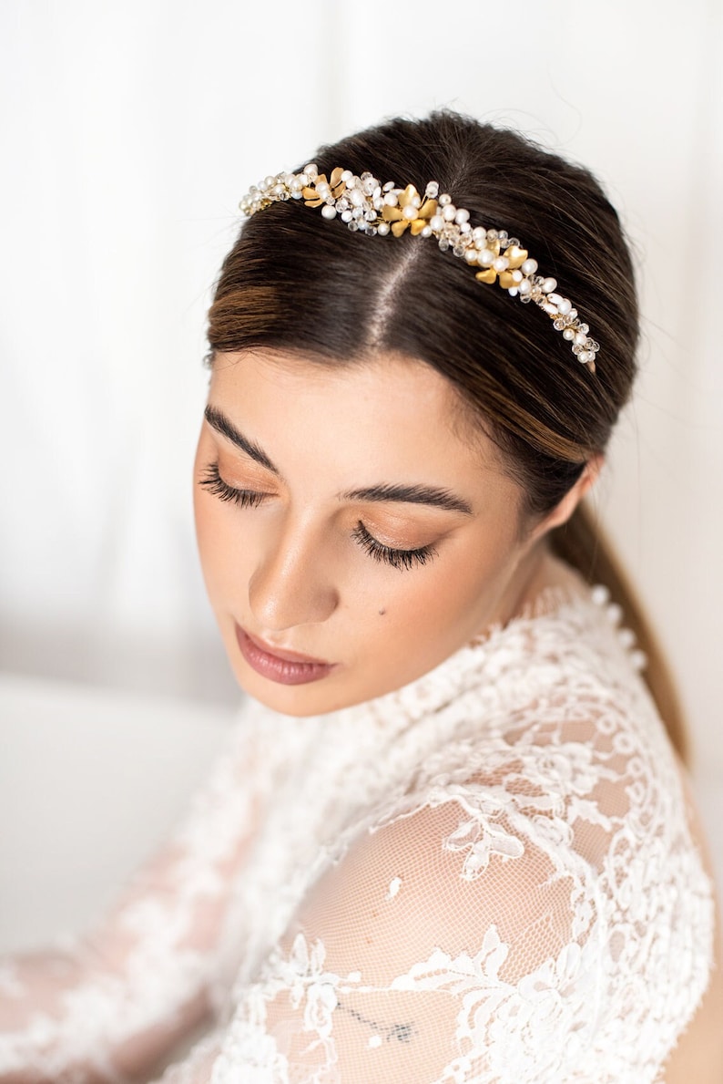 Floral Wedding Headpiece, Bridal Headband, Wedding Tiara with Flowers image 2