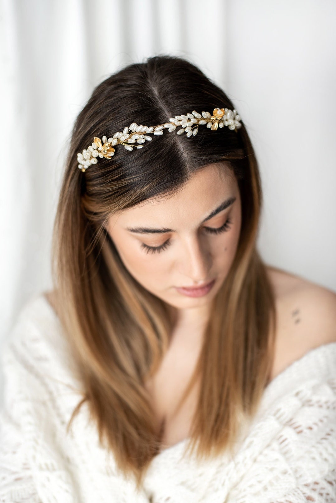 50cm Fascia Nuziale per Capelli Sposa con Perline e Strass, Accessori per Capelli da Sposa Cerimonia - Argento
