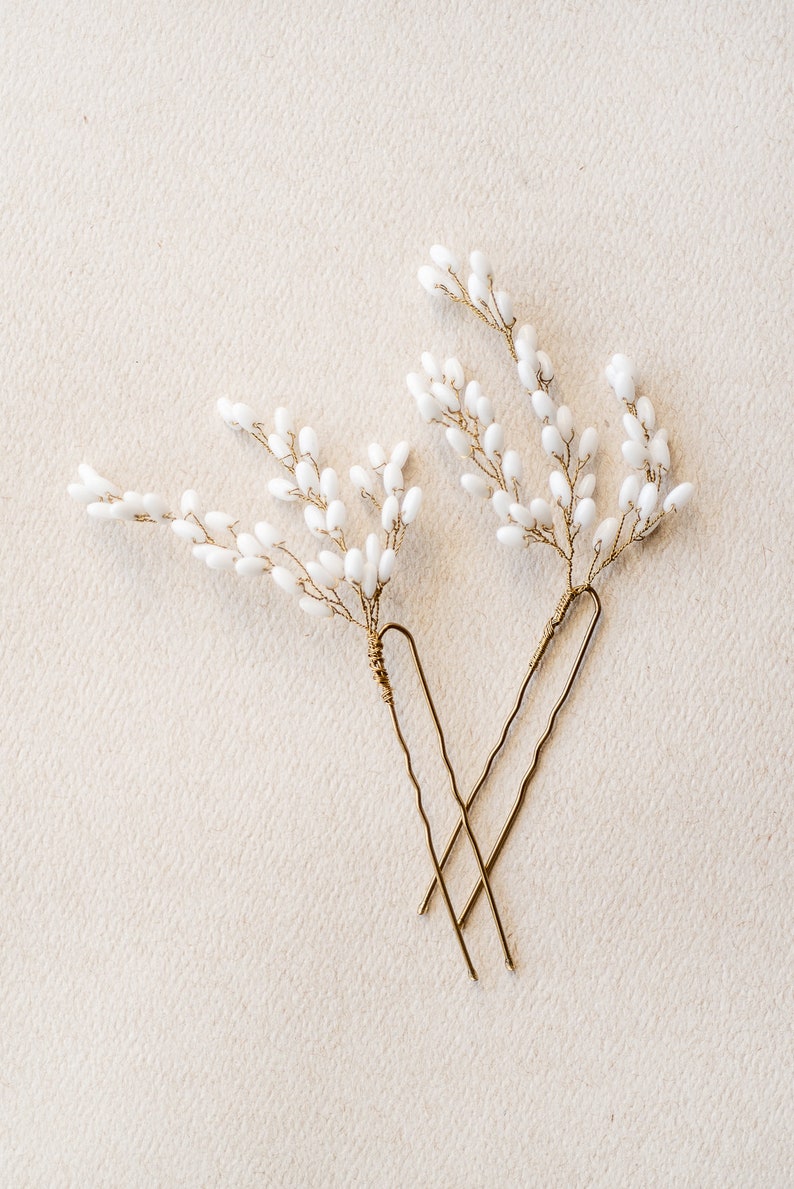 A Set of 2 Hair Pins for Bride, Wedding Hair Accessory, Bridal Headpiece image 9