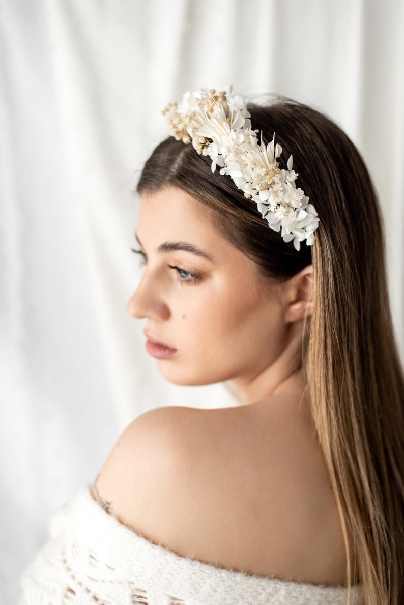 Dried Flowers Headband, Wedding Hair Accessory image 1