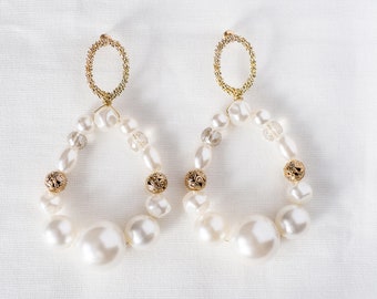 Bridal Statement Earrings, Wedding Pearl Earrings, Wedding Jewellery