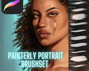 Procreate Painterly Portrait Brushset Professional 15 Digital Brushes Character Design Portraits Digital Oil Painting Pastel Acrylic Smudge