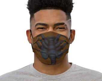 Facehugger Alien Nude Facemask Adjustable with Filter Pocket Face Mask Facecover with Monster Aliens Design Black