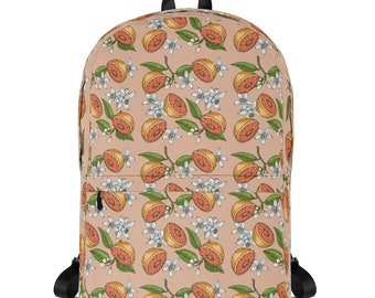 Orange Blossom Vintage Illustrated Fruit Floral Backpack Bag Azahar