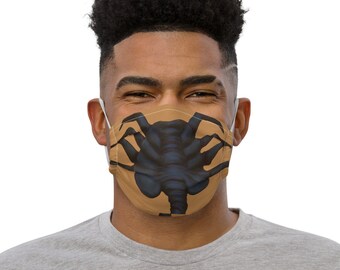 Facehugger Black Alien Facemask Adjustable with Filter Pocket Face Mask Dark Nude Facecover with Monster Aliens Design