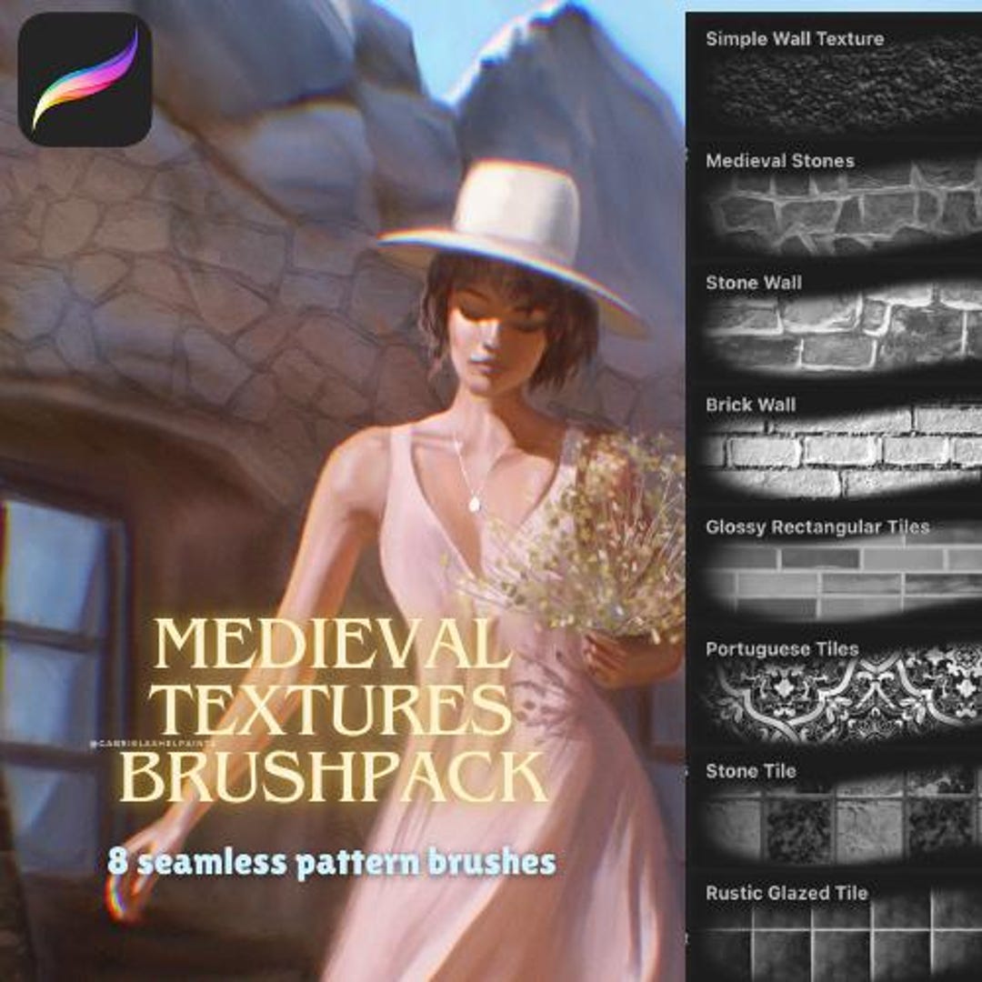 Procreate Seamless Pattern Brushes Texture Medieval Cobblestone Wall ...