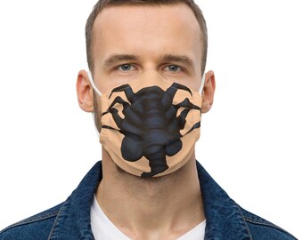 Facehugger Black Nude Alien Facemask Adjustable with Filter Pocket Face Mask Facecover with Monster Aliens Design