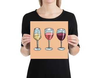 Wine Lover Poster Chardonnay Rose Merlot White Wine Red Wine Print Wallart