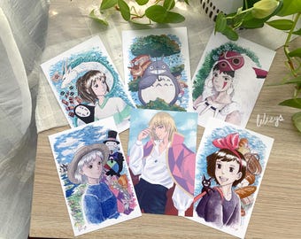 Impresiones de acuarela de anime caprichosas