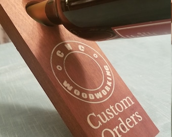 Custom Order Floating Wine Bottle Holder - Epoxy inlay available