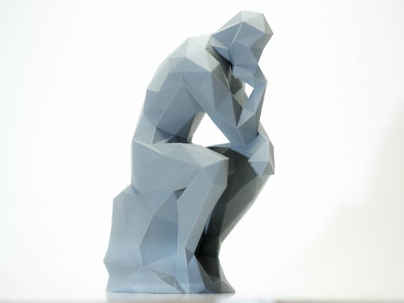 THE THINKER Low Polygon Model SculptureRodinGeometricCubistGift Poly