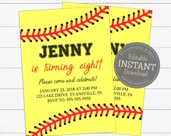Softball Invitations Etsy