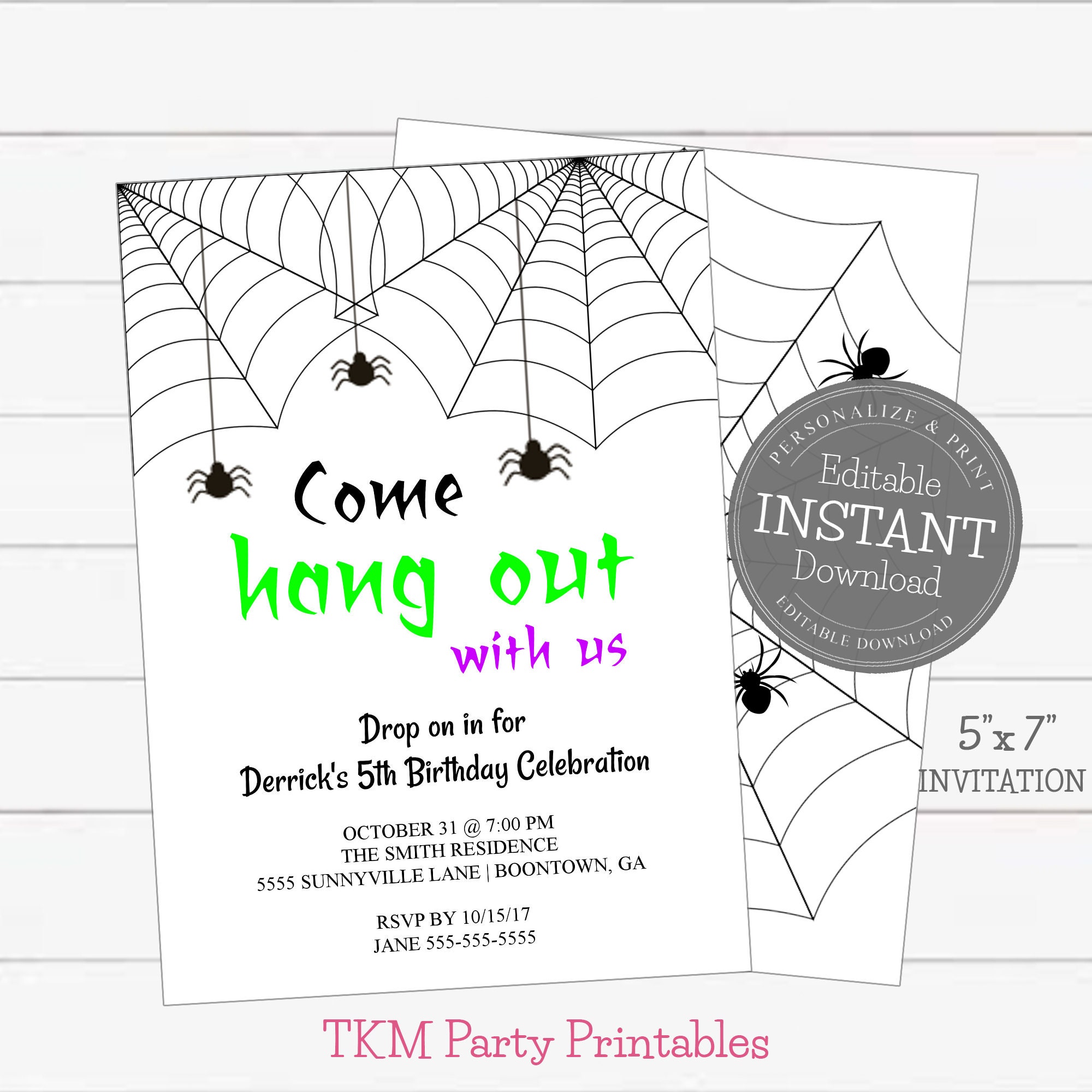 Kids Halloween Party Invitation Editable Digital Invite | Etsy