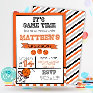 Basketball Birthday Party Invitation Editable Template | 5X7 Kids Birthday Invite | Printable Instant Download