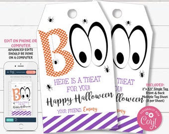 Halloween Party Favor Tag Template, Halloween Party Paper Tags, Halloween Treat Bag Tags, Diy Editable Tags, TKM04