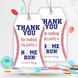 Baseball Party Tags, Baseball Birthday Tags, Baseball Birthday Party Favors, Editable Favor Tags, Treat Bag Tags, Favor Tag Template, TKM02