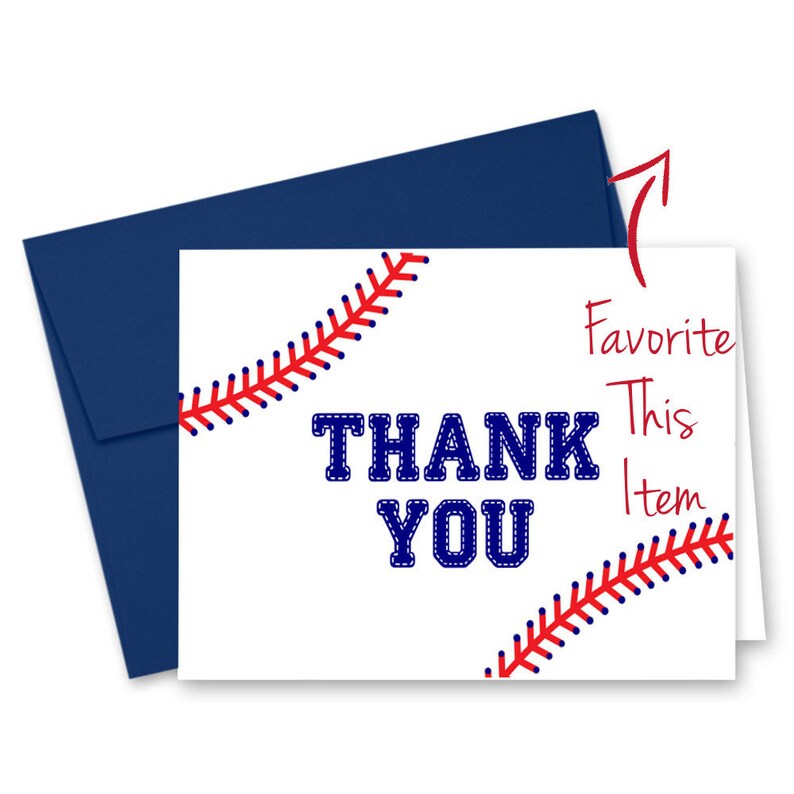 Baseball Thank You Cards Simple Thank You Printable Baseball | Etsy