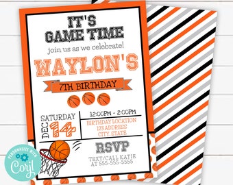 Basketball Birthday Invitation Template, Kids Birthday Invite, Basketball Theme Party Printable EDITABLE Invitation Instant Download, TKM02