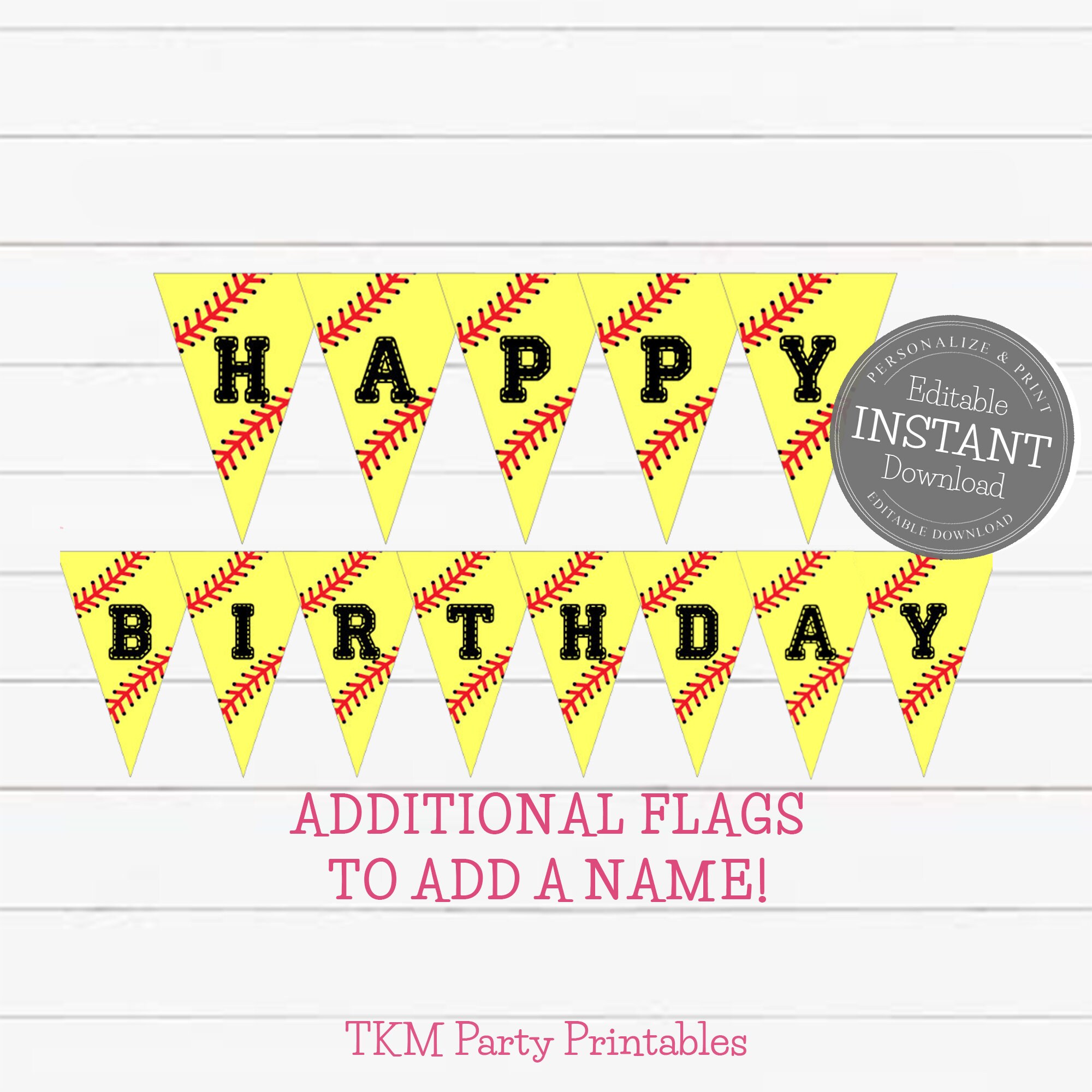 Softball Birthday Banner Softball Banner Softball | Etsy