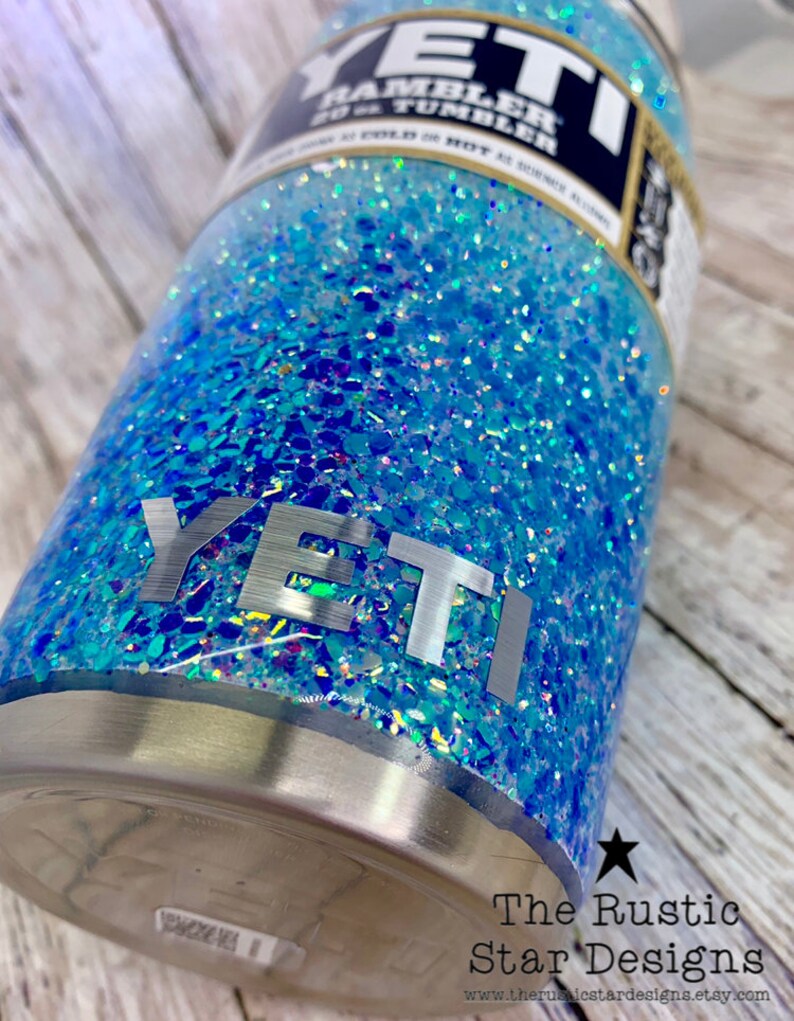 Blue Iridescent Tumbler Glitter Dipped Ombre Etsy