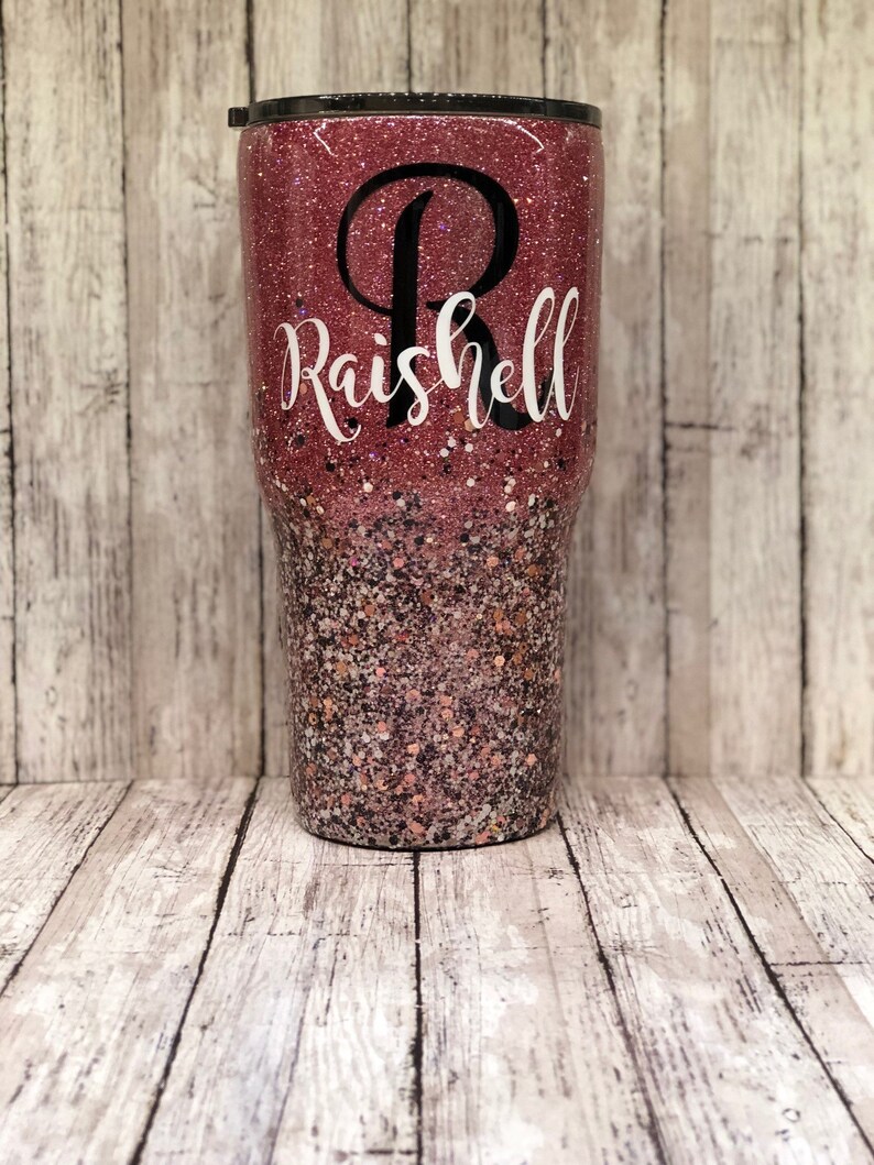 Glitter Tumbler Pink Rose Gold White And Black Two Etsy