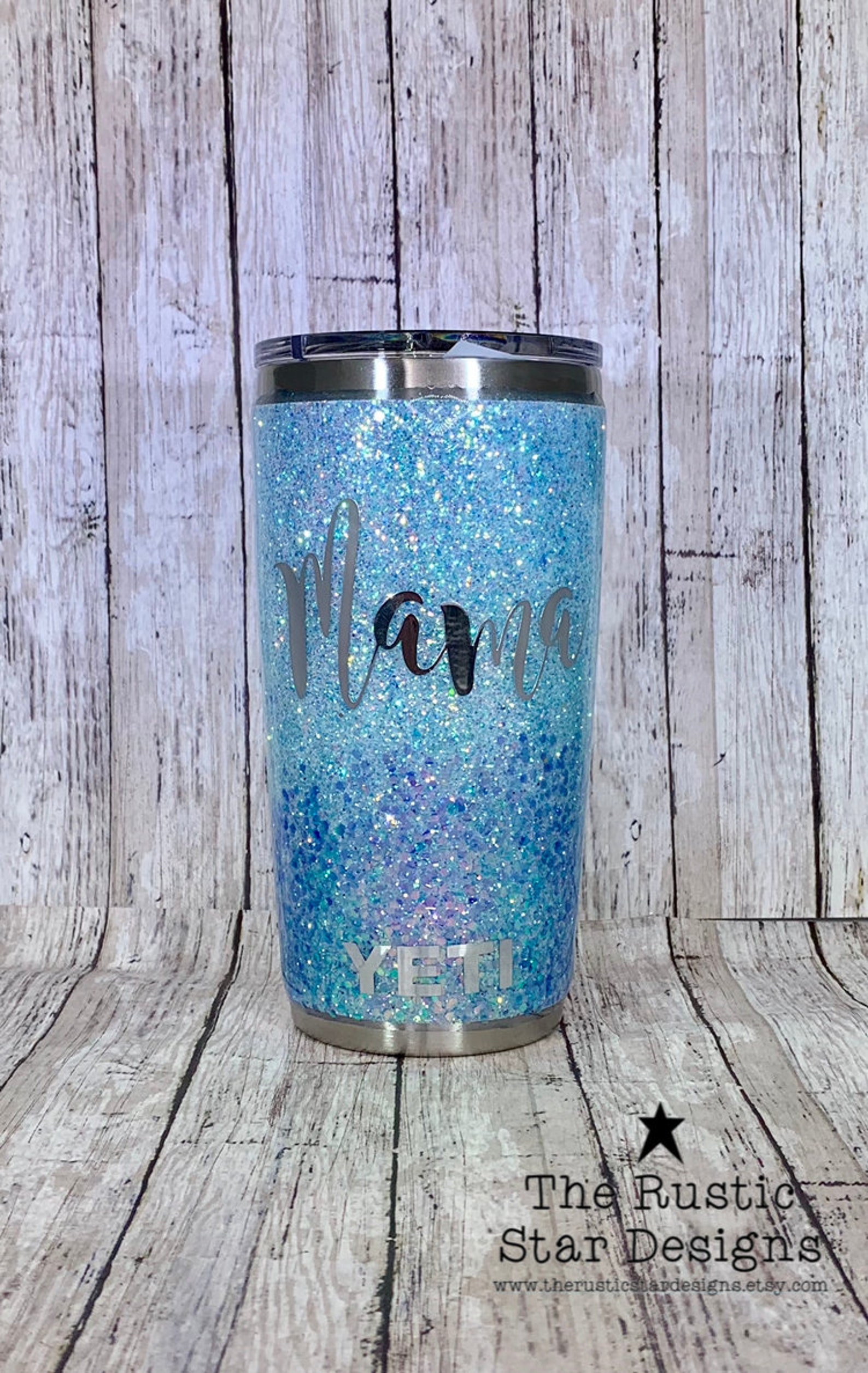 Blue Iridescent Tumbler Glitter Dipped Ombre Etsy