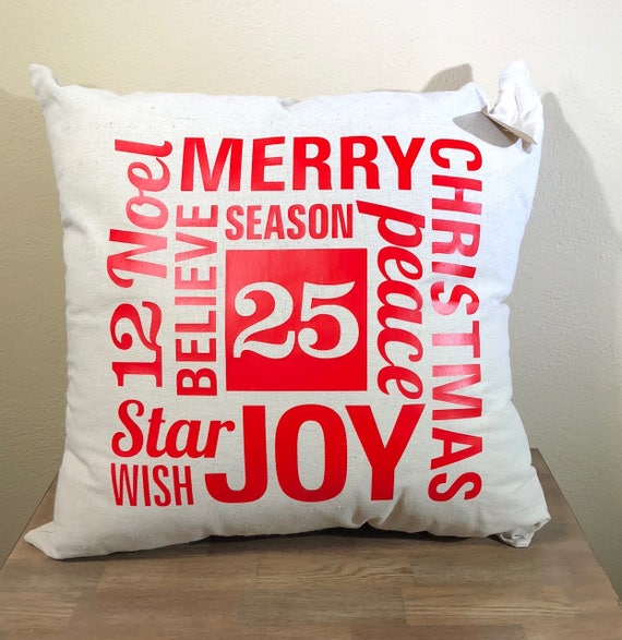 Natural Canvas Pillow Christmas Country Christmas Rustic Etsy