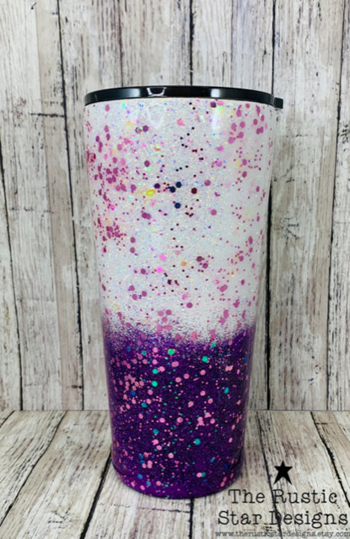 Purple and White Glitter Tumbler Personalized Custom Etsy